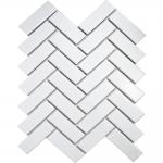 White Gloss Herringbone Mosaic Tiles