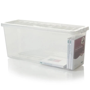 Pack of 4 - Deep Shelf Crystal 36 DVD Plastic Storage Boxes and Lids