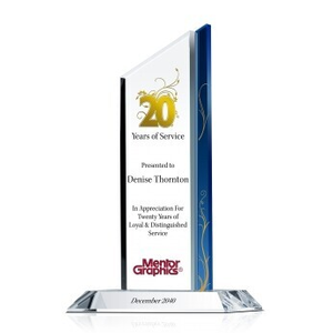 Crystal Years of Service Award Plaque