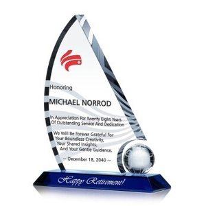 Crystal Sail Retirement Award Plaque