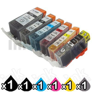 6-Pack Canon PGI-525, CLI-526 Compatible Inkjet (with Chip) [1BK,1PBK,1C,1M,1Y,1GY]