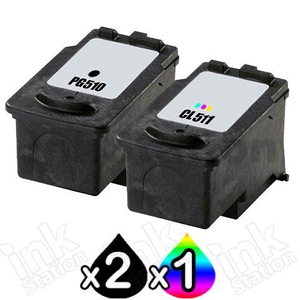 3 Pack Canon PG-510 & CL-511 Compatible Value Pack [2BK,1C]