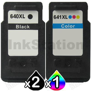 3-Pack Canon PG-640XL, CL-641XL Compatible High Yield Ink Cartridge [2Black + 1Colour]