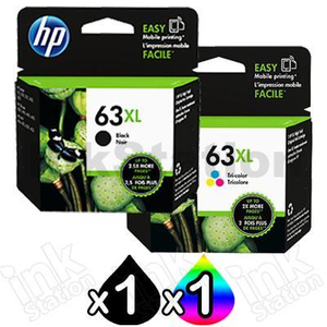2 Pack HP 63XL Genuine High Yield Inkjet Cartridges F6U64AA + F6U63AA [1BK,1CL]