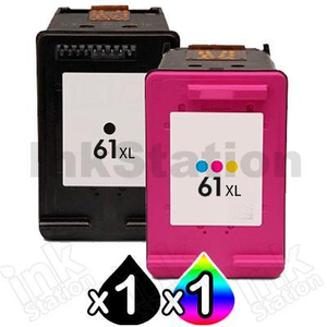 2 Pack HP 61XL Compatible High Yield Inkjet Cartridges CH563WA + CH564WA [1BK,1CL]