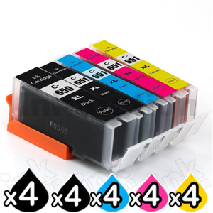 20 Pack Canon PGI-650XL CLI-651XL Compatible High Yield Inkjet Cartridges [4BK,4PBK,4C,4M,4Y]