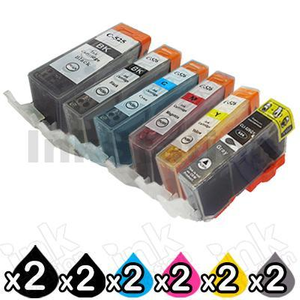 12-Pack Canon PGI-525, CLI-526 Compatible Inkjet (with Chip) [2BK,2PBK,2C,2M,2Y,2GY]