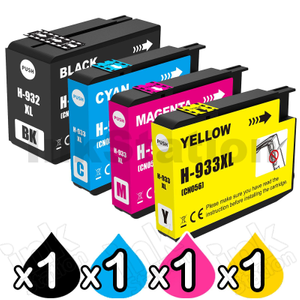 4 Pack HP 932XL + 933XL Compatible High Yield Inkjet Cartridges CN053AA - CN056AA [1BK,1C,1M,1Y]
