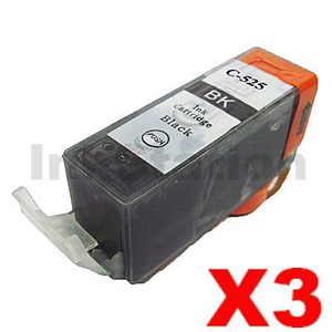 3 x Pack Canon PGI-525BK Compatible Black Inkjet (with Chip)
