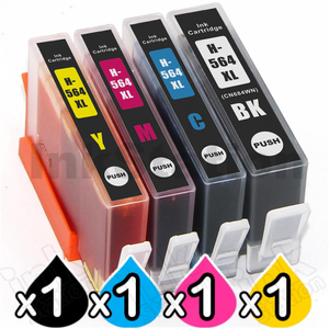 4 Pack HP 564XL Compatible Inkjet Cartridges CN684WA+CB323WA-CB325WA [1BK,1C,1M,1Y]