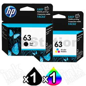 2 Pack HP 63  Genuine Inkjet Cartridges F6U62AA + F6U61AA [1BK,1CL]