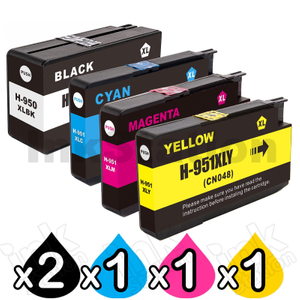 5 Pack HP 950XL + 951XL Compatible Inkjet Cartridges CN045AA - CN048AA [2BK,1C,1M,1Y]