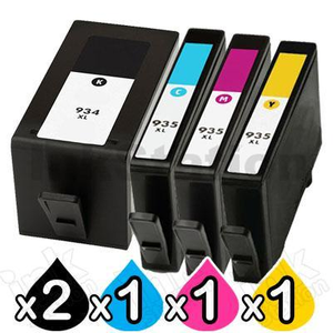5 Pack HP 934XL + 935XL Compatible High Yield Inkjet Cartridges C2P23AA - C2P26AA [2BK,1C,1M,1Y]