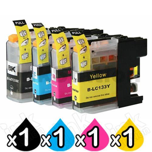 4 Pack Compatible Brother LC-133 Ink Cartridges [1BK,1C,1M,1Y]