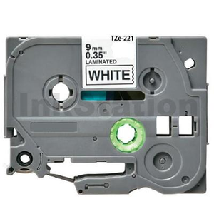 Compatible Brother TZe-221 9mm Black Text on White Laminated Tape - 8 meters