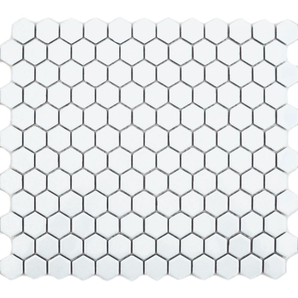 White Gloss Hexagon Mosaic Tiles