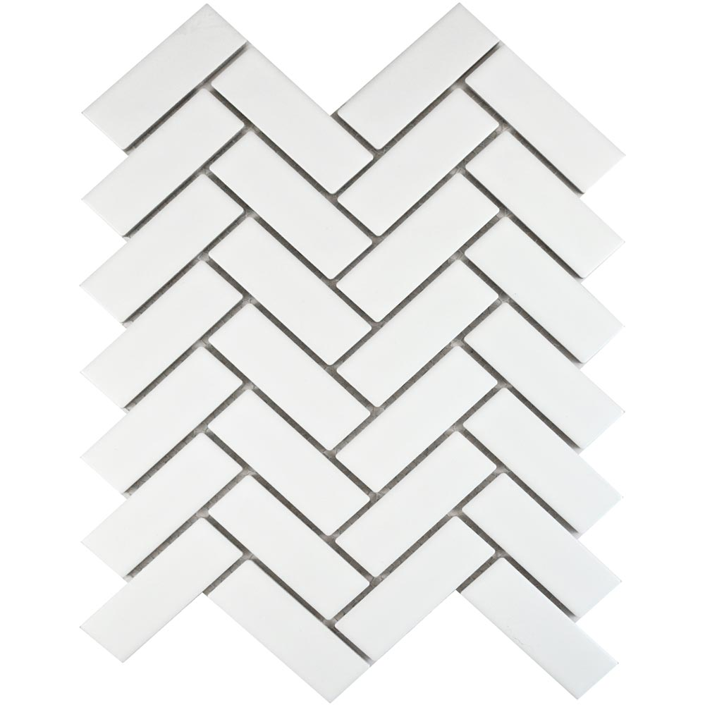 White Matt Herringbone Mosaic Tiles