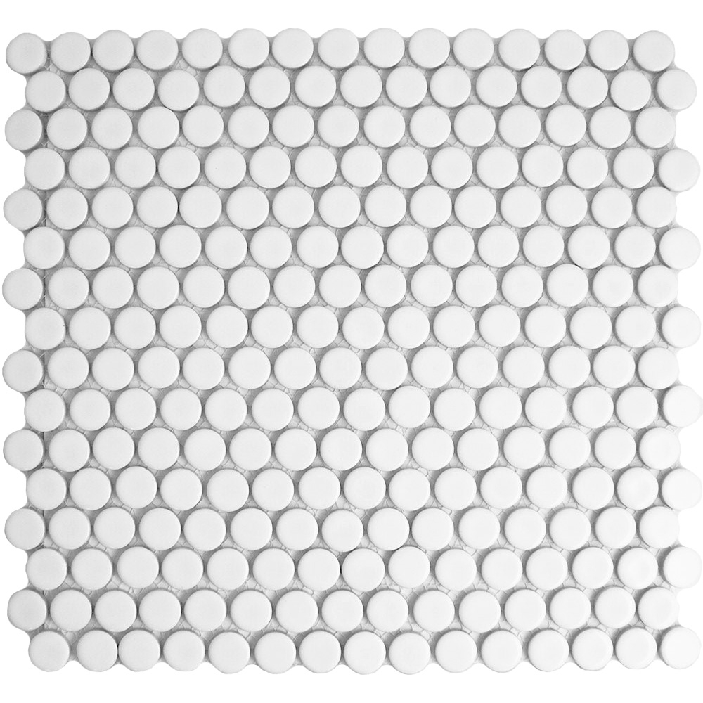 Circular White Matt Mosaic Tiles