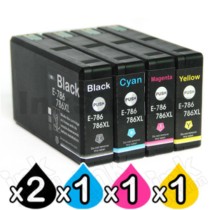 5 Pack Compatible for Epson 786XL Ink Cartridge [C13T787192-C13T787492] [2BK,1C,1M,1Y]