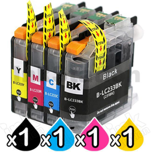 4 Pack Compatible Brother LC-233 Ink Cartridges [1BK,1C,1M,1Y]