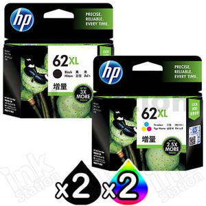4 Pack HP 62XL Genuine High Yield Inkjet Cartridges C2P05AA + C2P07AA [2BK,2CL]