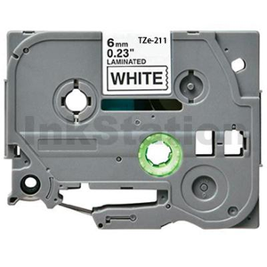 Compatible Brother TZe-211 6mm Black Text on White Laminated Tape - 8 meters
