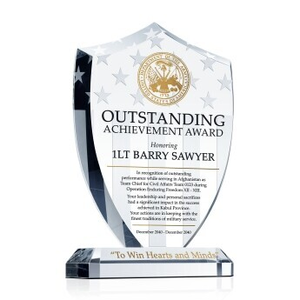 Crystal Military Shield Plaque