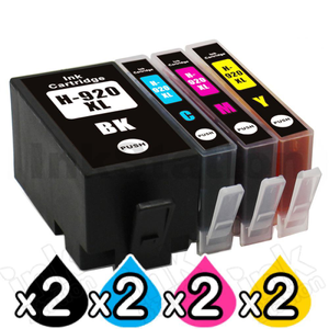 2 sets of 4 Pack HP 920XL Compatible High Yield Inkjet Cartridges CD972AA-CD975AA [2BK,2C,2M,2Y]