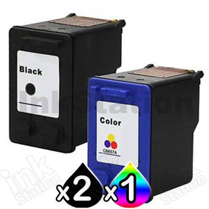 3 Pack HP 56 + 57 Compatible Inkjet Cartridges C6656AA + C6657AA [2BK,1CL]