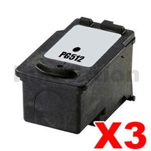 3 x Canon PG-512 Black High Yield Compatible InkJet Cartridge - 401 pages