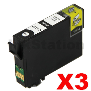 3 x Compatible for Epson 133 T1331 Black Ink Cartridge (C13T133192)