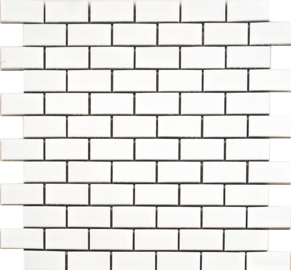 Gloss White Brick Bond Tiles