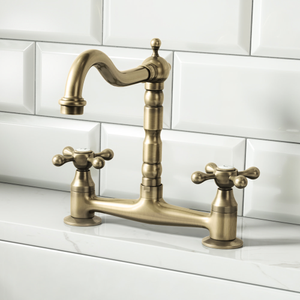 Bower Britannia Classic Bridge Sink Mixer - Brushed Brass