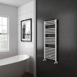 Toreno Heated Towel Rail - White - 500 x 1200mm - Straight Bars