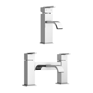 Milan Modern Mono Basin Mixer and Bath Filler - Chrome