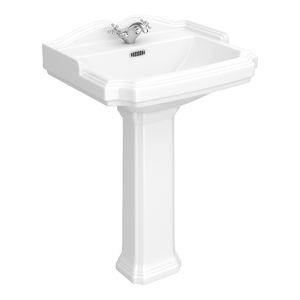 Oxford Ceramic Traditional Basin & Pedestal Set 1 Tap Hole