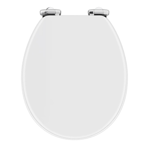 Toreno High Gloss White MDF Bottom Fixing Soft Close Toilet Seat with Chrome Hinges
