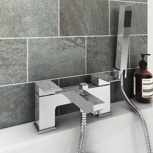 Cast Bath Shower Mixer Tap with Shower Kit - Chrome