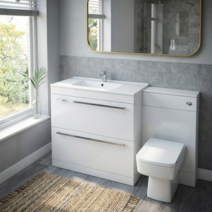 Nova High Gloss White Vanity Bathroom Suite - 1300mm Wide, 200/400mm Depth