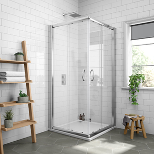 Newark Corner Entry Shower Enclosure + Pearlstone Tray 760 x 760mm