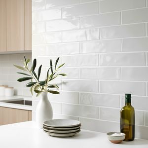 Mileto Brick White Gloss Ceramic Wall Tile - 75 x 300mm