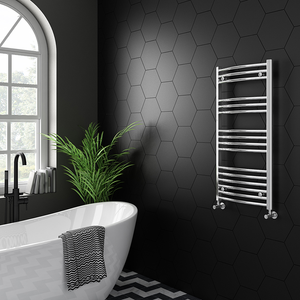 Toreno Heated Towel Rail - Chrome - 500 x 1000mm - Curved Bars
