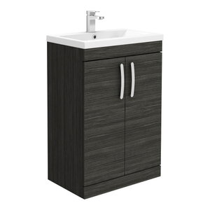 Brooklyn 600mm Black Vanity Unit - Floor Standing 2 Door Unit