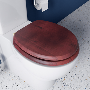 Croydex Mahogany Effect Solid Wood Toilet Seat with Brass Effect Fixings