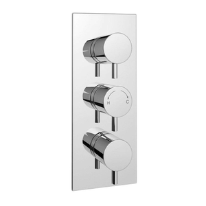 Cruze Triple Round Concealed Thermostatic Shower Valve with Diverter - Chrome