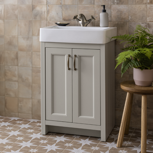 Chatsworth Traditional Grey Vanity - 560mm Wide with Antique Brass Handles