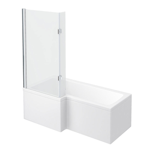 Milan Shower Bath - 1700mm L Shaped with Hinged Screen + Panel Left Hand Option