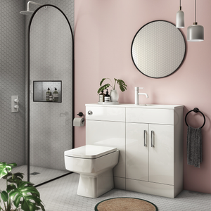 Valencia Slimline Combination Basin & Toilet Unit - White Gloss - (1000 x 305mm)
