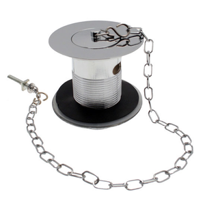 Belfast Kitchen Sink Waste with Brass Plug &amp; Link Chain with Metal Back Nut - Slotted - Chrome