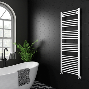 Toreno Heated Towel Rail – White – 600 x 1600mm – Straight Bars